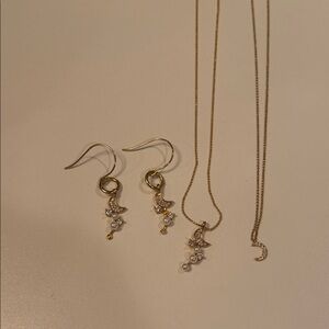 Gold and Pearl Crescent Earrings